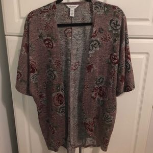 Dusty rose floral short sleeve cardigan